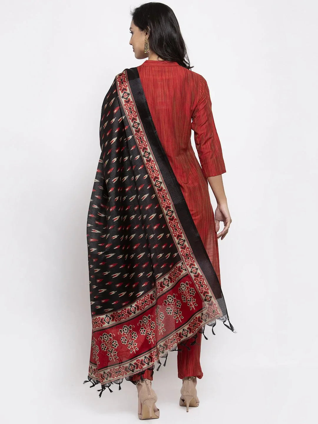 Pink Floral Embroidered Kurta Set with Dupatta | Cotton