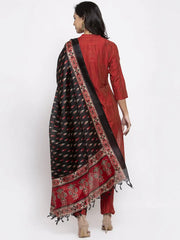 Pink Floral Embroidered Mirror Work Kurta with Trousers & With Dupatta ( JOKS D34W 1496 Pink )-JOKS-D34W-1496