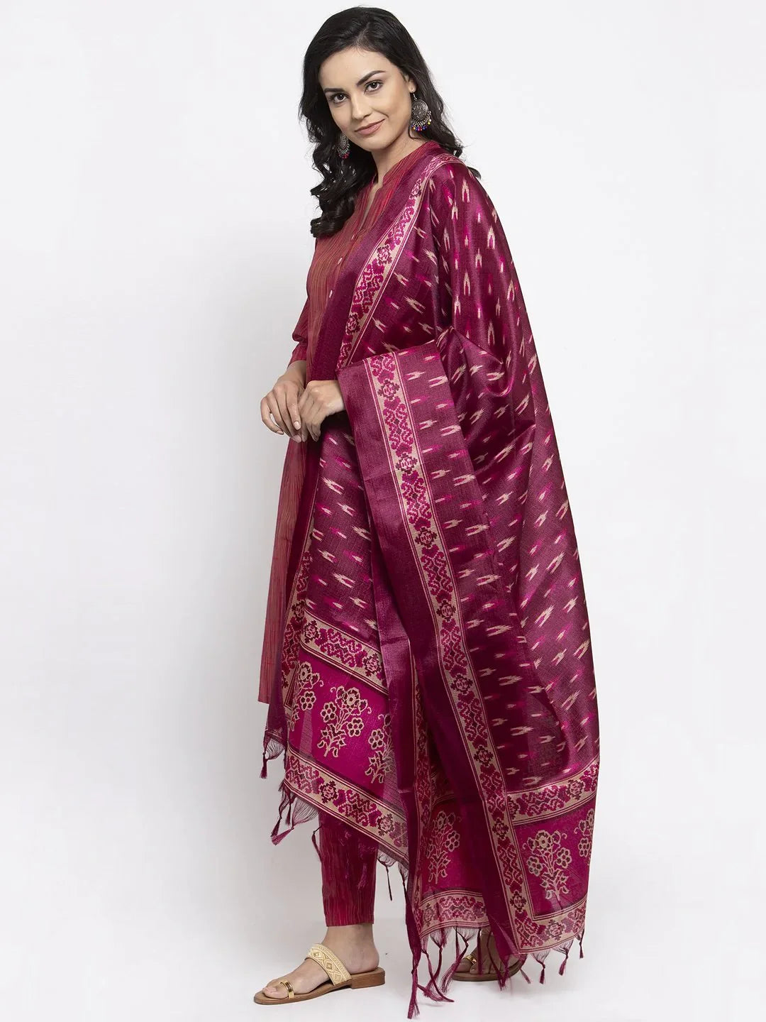 Peach Floral Cotton Kurta Set with Dupatta | Indian Style