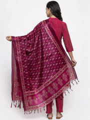 Peach Floral Embroidered Mirror Work Kurta with Trousers & With Dupatta ( JOKS D34W 1490 Peach )-JOKS-D34W-1490