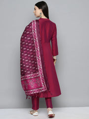 Women Blue & Green Ethnic Motifs Printed Pure Cotton Kurta With Trousers & Dupatta