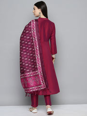 Women Blue & Green Ethnic Motifs Printed Pure Cotton Kurta With Trousers & Dupatta