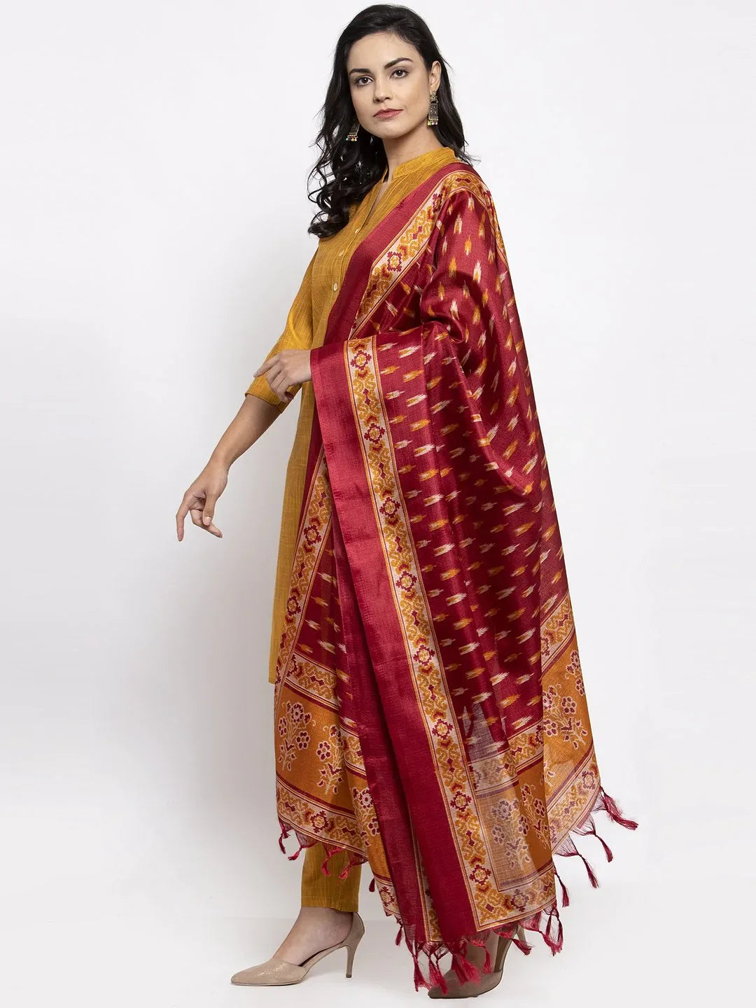 Green Floral Embroidered Kurta Set with Dupatta | Cotton