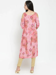 Women Pink Printed A-Line Kurta ( JOK 1125 Pink )-JOK-1125