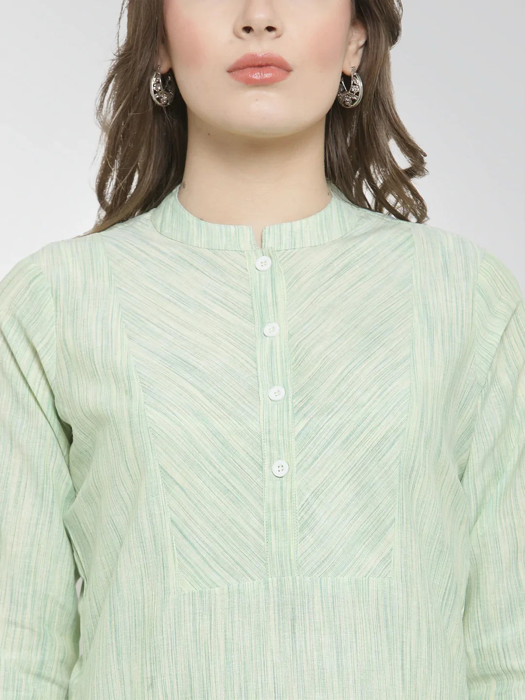 Green Self Design Cotton Kurta | Women's Indian Kurtis Online
