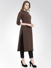 Women Brown self design straight Kurta ( JOK 1162 Brown )-JOK-1162