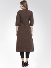 Women Brown self design straight Kurta ( JOK 1162 Brown )-JOK-1162