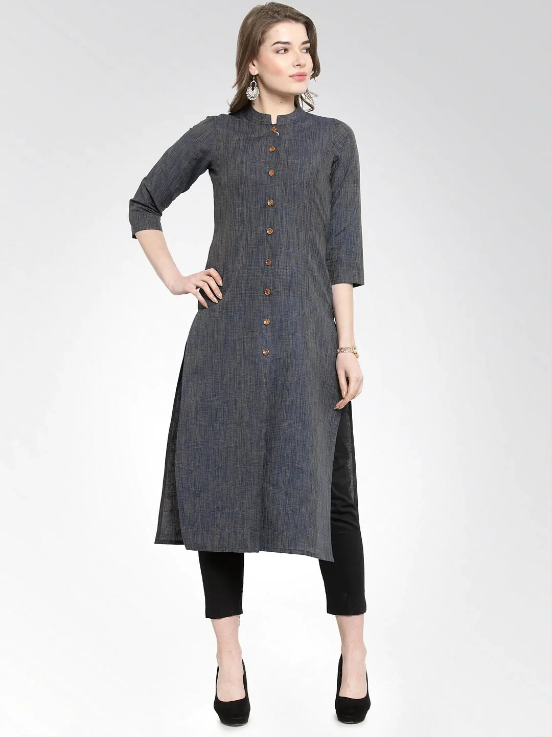 Navy Cotton Indian Kurta for Women | Elegant & Modern