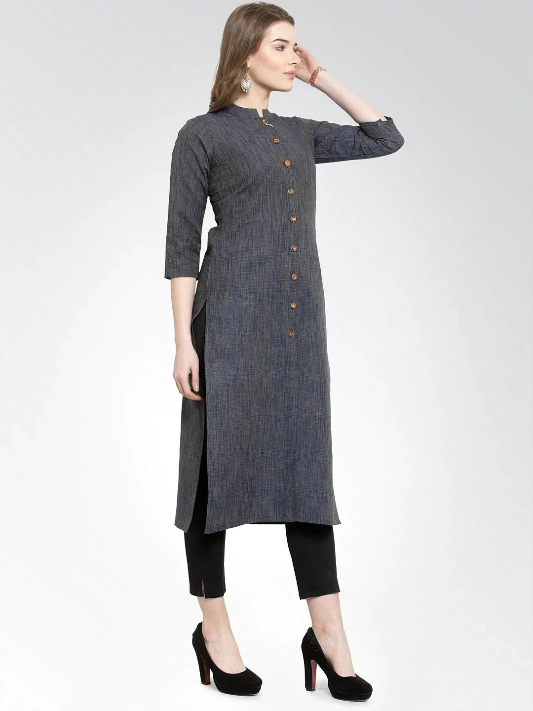Navy Cotton Indian Kurta for Women | Elegant & Modern