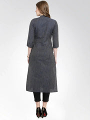 Women Navy self design straight Kurta ( JOK 1162 Navy )-JOK-1162