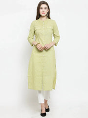 Women Green woven design Straight Kurta ( JOK 1196 Green )-JOK-1196