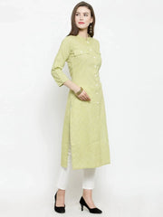 Women Green woven design Straight Kurta ( JOK 1196 Green )-JOK-1196