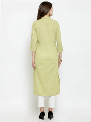 Women Green woven design Straight Kurta ( JOK 1196 Green )-JOK-1196