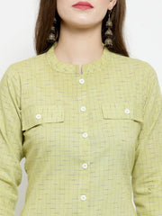 Women Green woven design Straight Kurta ( JOK 1196 Green )-JOK-1196