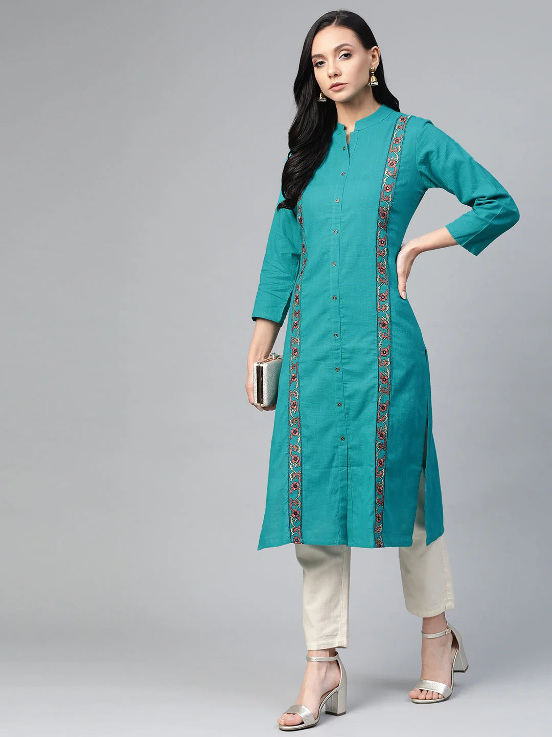 Green Embroidered Kurta | Elegant Indian Kurta for Women