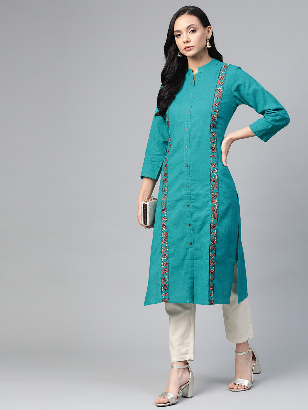 Green Embroidered Kurta | Elegant Indian Kurta for Women