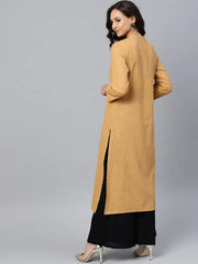 Women Beige Cotton Straight Kurta with Pintucks ( JOK 1237 Beige )-JOK-1237