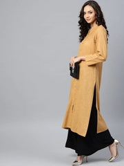Women Beige Cotton Straight Kurta with Pintucks ( JOK 1237 Beige )-JOK-1237