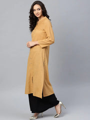 Women Beige Cotton Straight Kurta with Pintucks ( JOK 1237 Beige )-JOK-1237