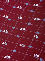 Women Maroon & Off-White Checked Straight Kurta ( JOK 1273 Maroon )-JOK-1273