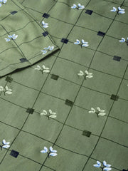 Women Olive Green & Off-White Checked Straight Kurta ( JOK 1273 Olive )-JOK-1273