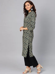 Women Cream-Coloured & Black Printed Straight Kurta ( JOK 1279 Black )-JOK-1279