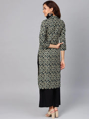 Women Cream-Coloured & Black Printed Straight Kurta ( JOK 1279 Black )-JOK-1279