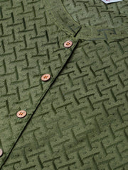 Women Olive Green Woven Design Straight Kurta ( JOK 1285 Olive )-JOK-1285