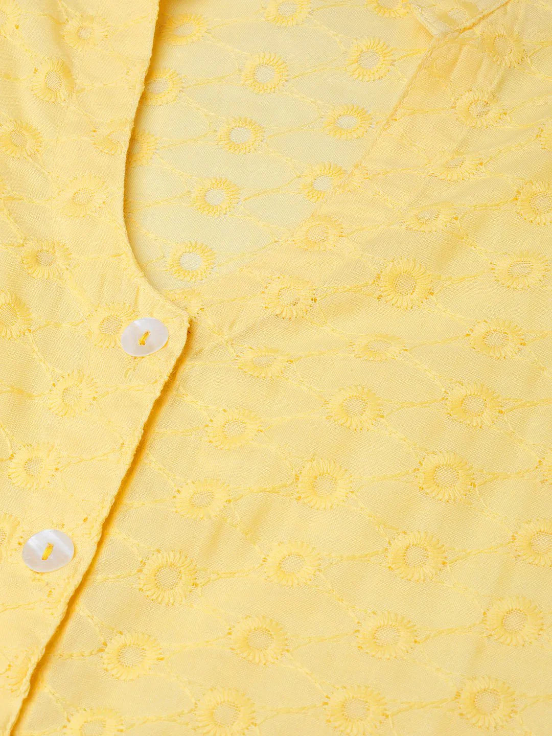 Yellow Chikankari Kurti - Women's Embroidered Indian Kurtas On...