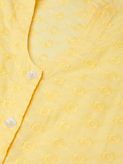 Women Yellow Chikankari Embroidered Semi-Sheer Straight Kurta ( JOK 1286 Yellow )-JOK-1286