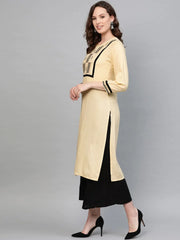 Women Cream-Coloured Yoke Design Straight Kurta ( JOK 1287 Cream )-JOK-1287