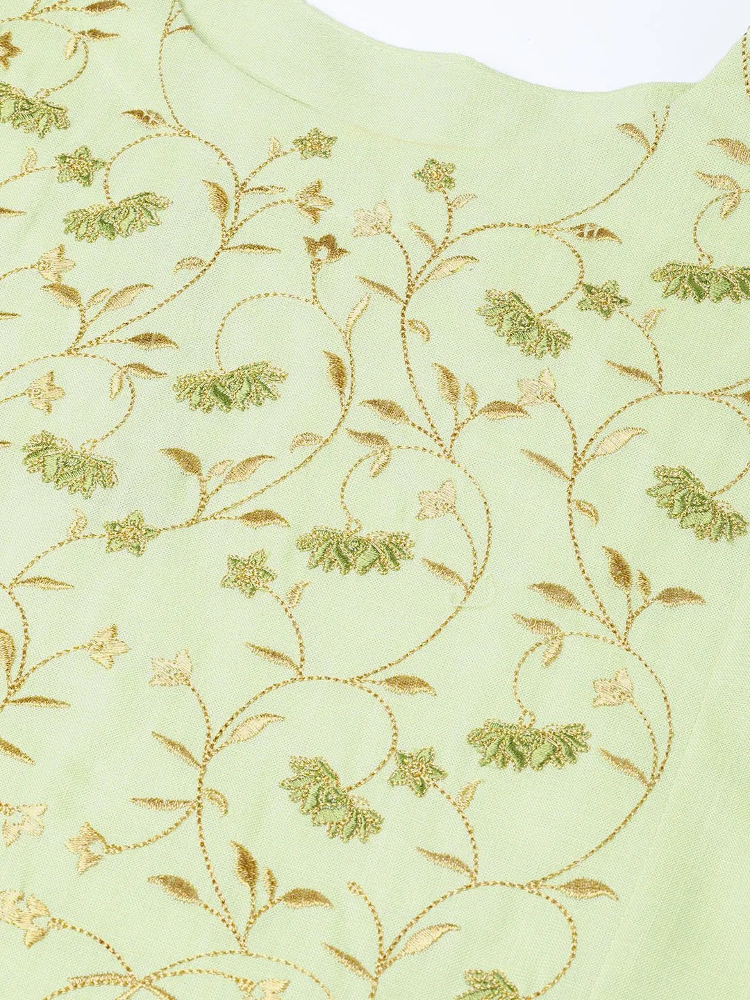 Green & Golden Kurta - Women's A-Line Indian Kurtis Online