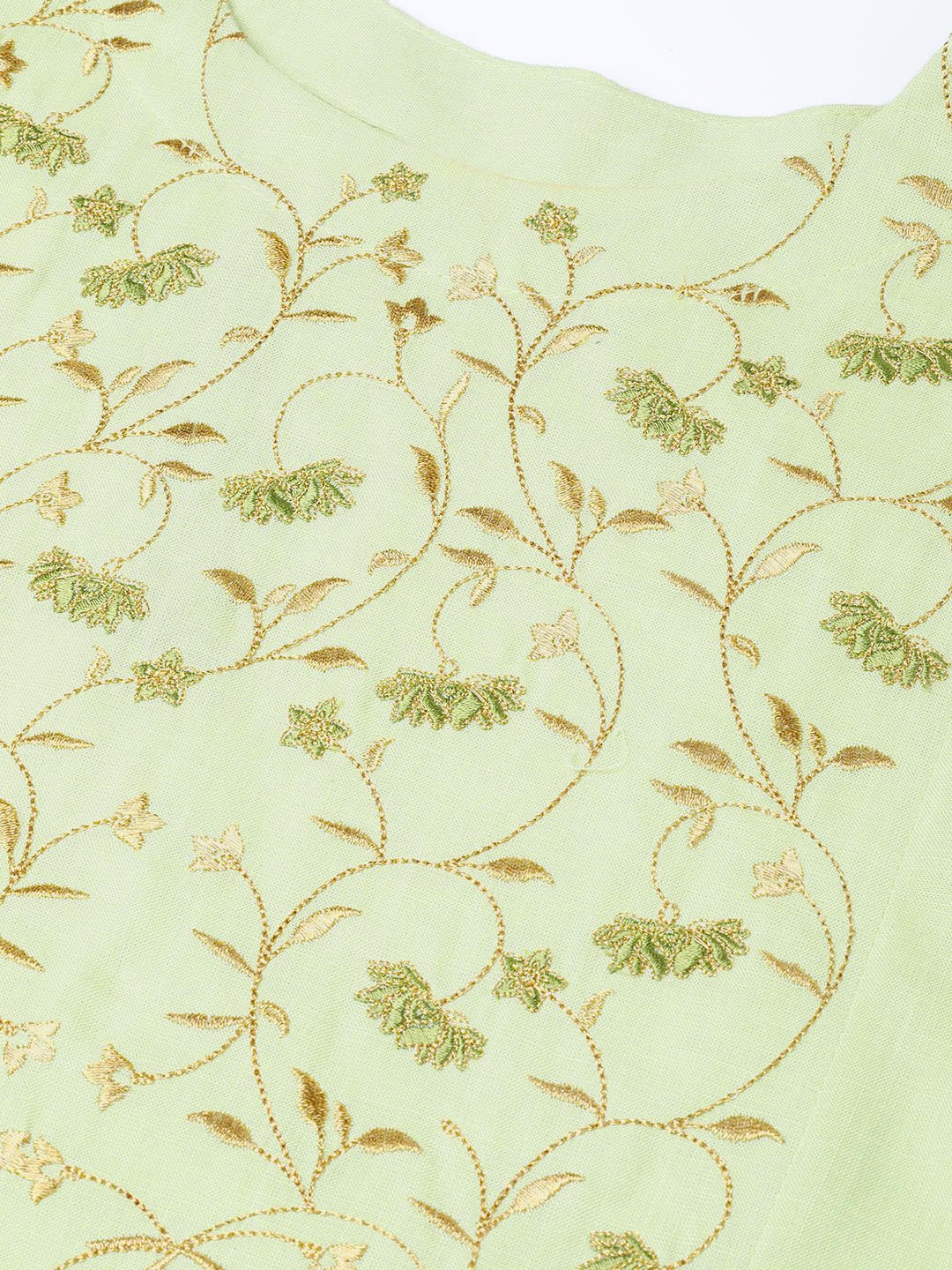 Green & Golden Kurta - Women's A-Line Indian Kurtis Online