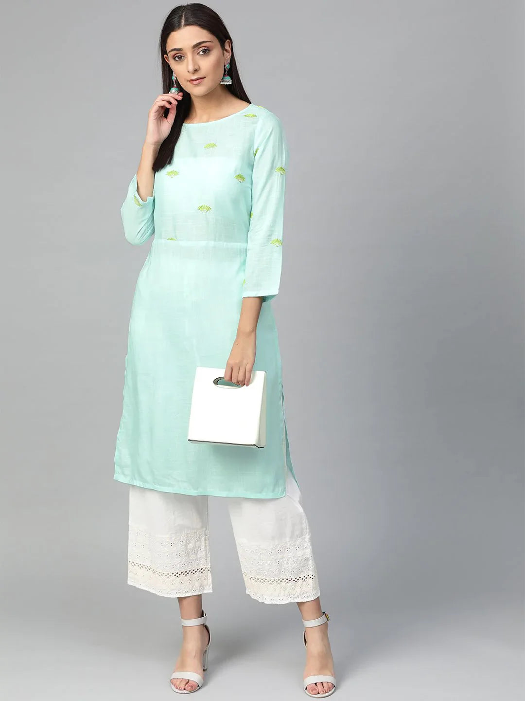 Blue Yoke Design Kurta - Stylish Indian Kurtas for Women