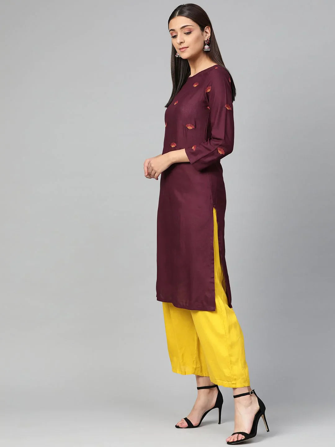 Purple Yoke Design Indian Kurta for Women | Rayon Kurtas