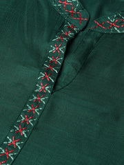 Women Green Embroidered Straight Kurta ( JOK 1294 Lime )-JOK-1294