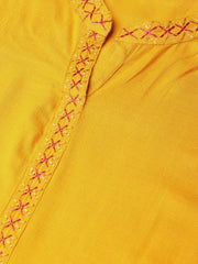Women Mustard Embroidered Straight Kurta ( JOK 1294 Mustard )-JOK-1294
