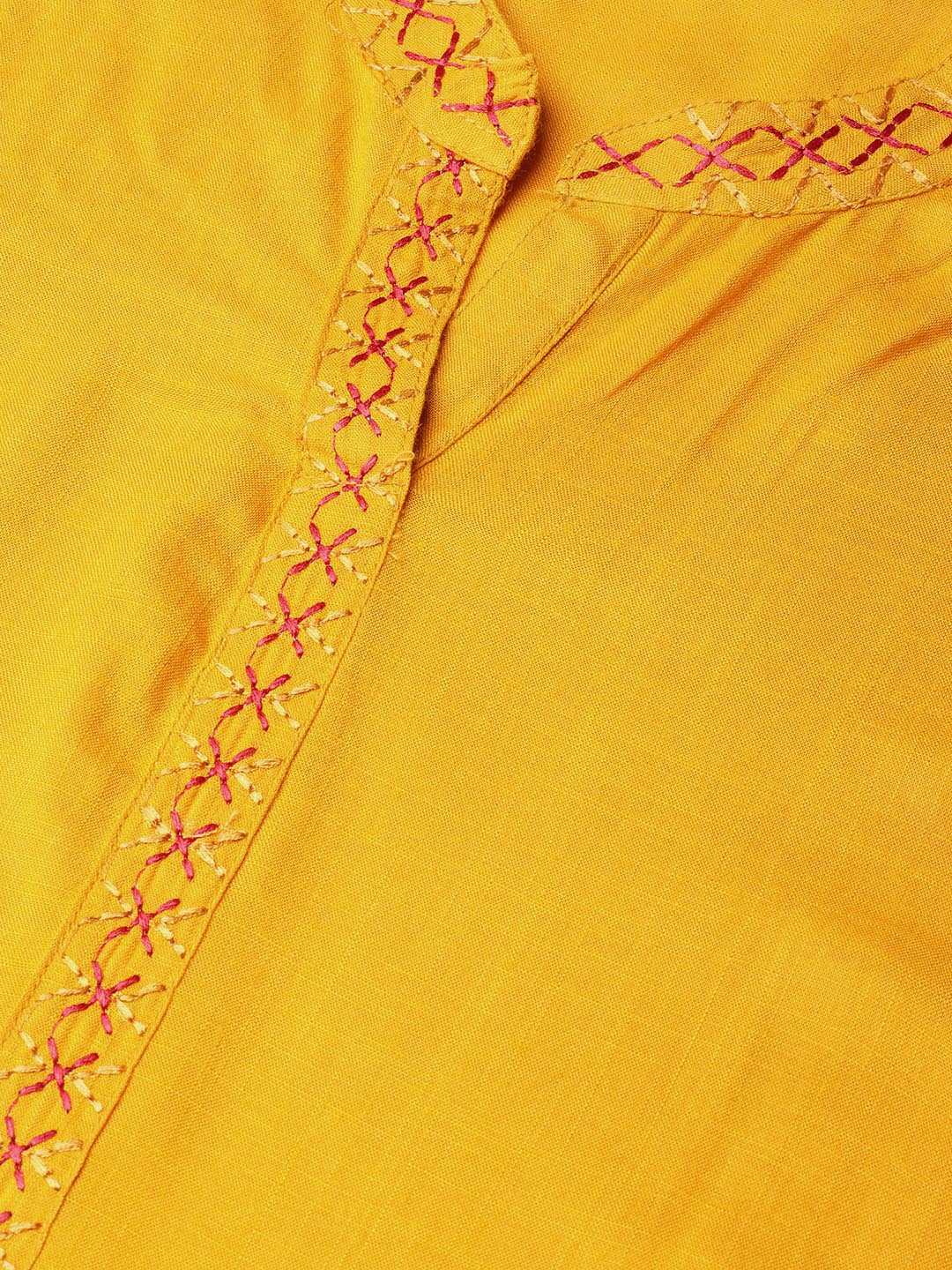 Mustard Embroidered Indian Kurta for Women | Rayon Kurtas