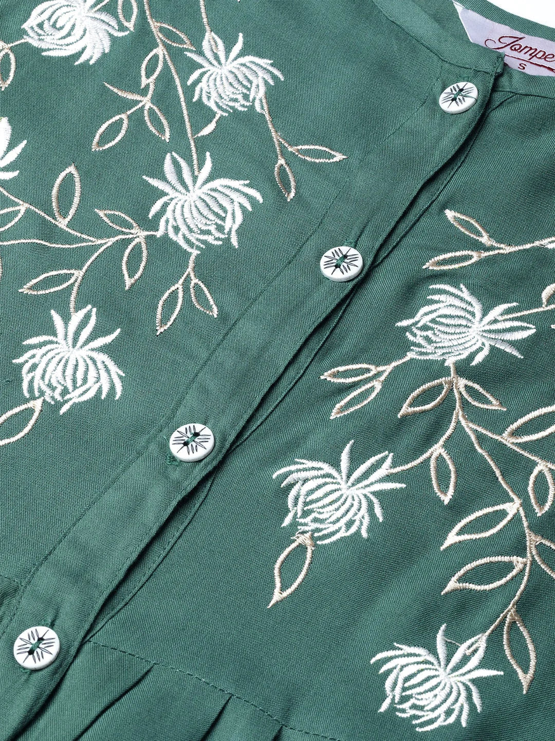 Green & White Yoke Design Indian Kurta for Women | Rayon