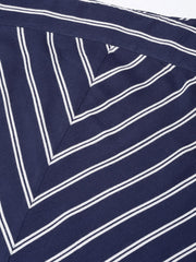 Women Navy Blue & White Striped Straight Kurta ( JOK 1303 Blue )-JOK-1303