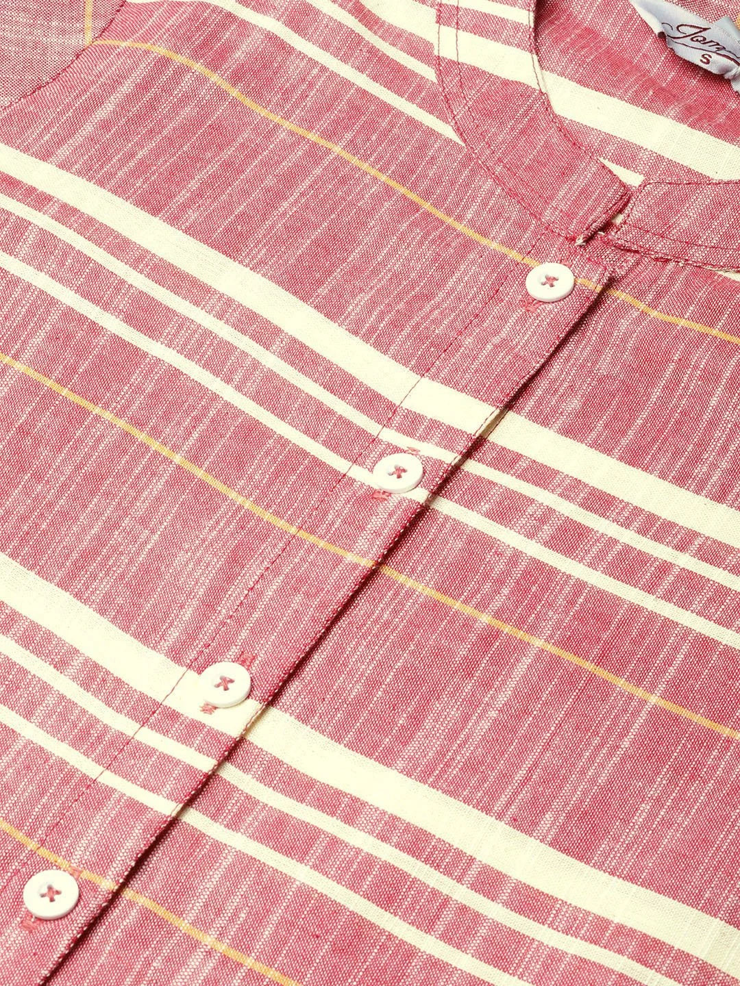 Red & Yellow Striped Cotton Indian Kurta | Women's Kurtas