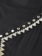 Women Black Embroidered Straight Kurta ( JOK 1311 Black )-JOK-1311