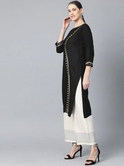 Women Black Embroidered Straight Kurta ( JOK 1311 Black )-JOK-1311