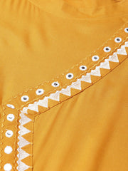 Women Mustard Embroidered Straight Kurta ( JOK 1311 Mustard )-JOK-1311