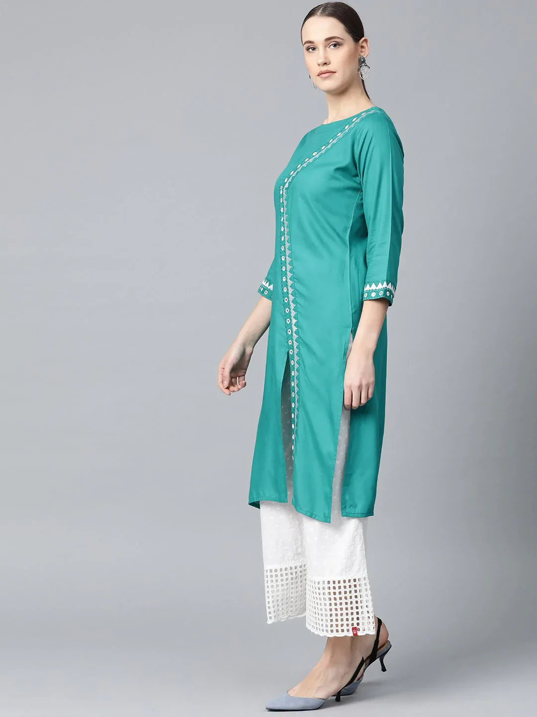 Rama Green Embroidered Kurta - Shop Women's Indian Kurta Online