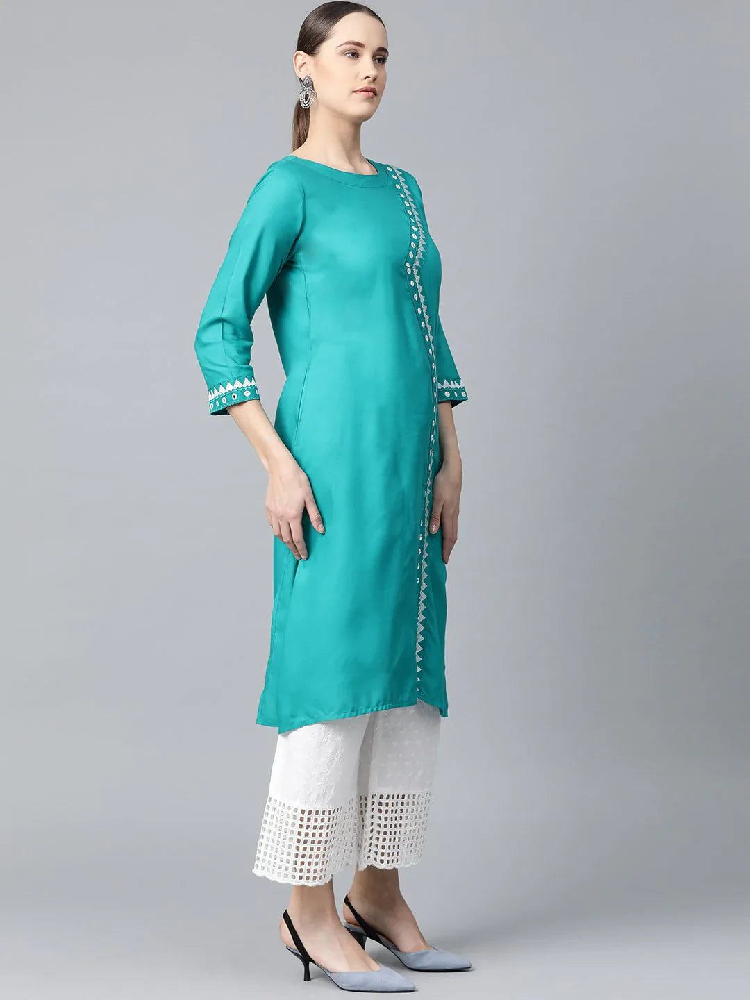 Rama Green Embroidered Kurta - Shop Women's Indian Kurta Online