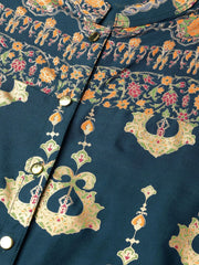 Women Teal Blue & Fluorescent Green Printed Straight Kurta ( JOK 1313 Blue )-JOK-1313