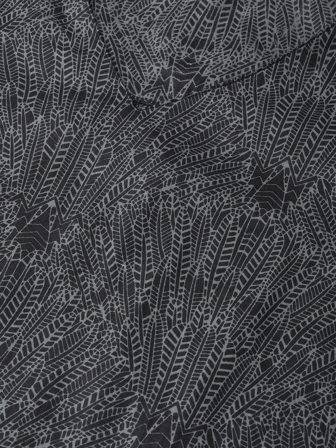 Charcoal Printed Indian Kurta - Stylish Women's Cotton Kurtas