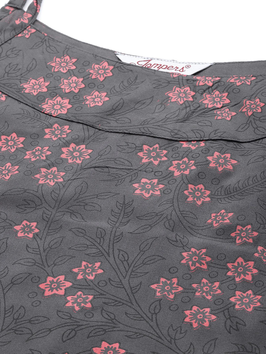 Charcoal Grey Printed Kurta | Stylish Indian Kurta for Women