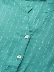 ompers Women Green & White Woven Design Jacquard A-Line Kurta ( JOK 1364 Rama )-JOK-1364